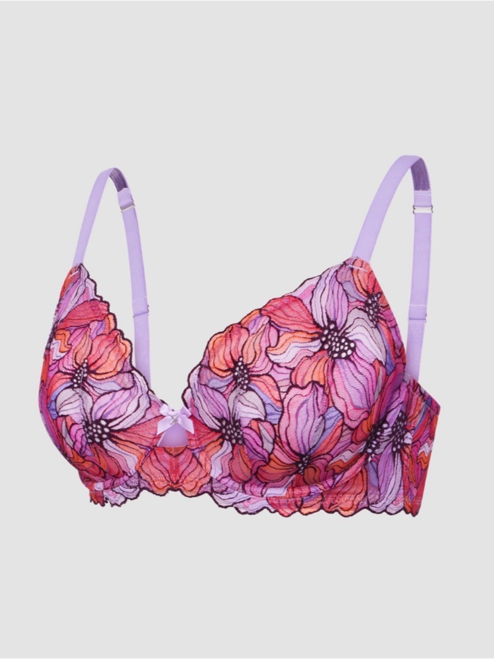 SAVAGE X FENTY MOSAIC FLORAL LACE UNLINED DEMI BRA, size 38 DDD